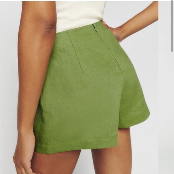 NEW Reformation Avocado Eva Linen Skort Size 8 - Picture 2 of 4